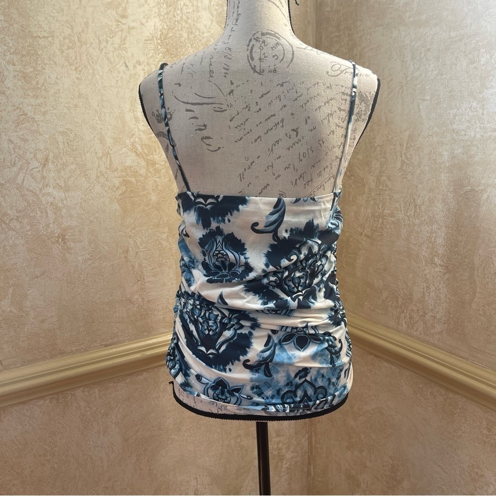 Zara Blue and White Floral Print Spaghetti Strap Tank - Picture 8 of 13